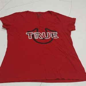 True Religion Red Short Sleeve Tee Sz Large Gentle Used